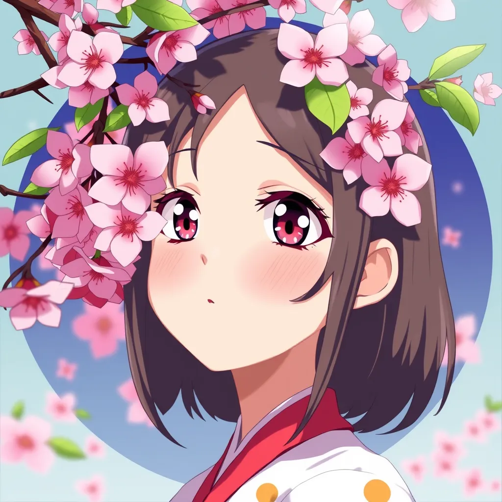 Anime AI Art - Anime girl with cherry blossoms, studio ghibli inspired Anime style AI generated image: Anime girl with cherry blossoms, studio ghibli inspired